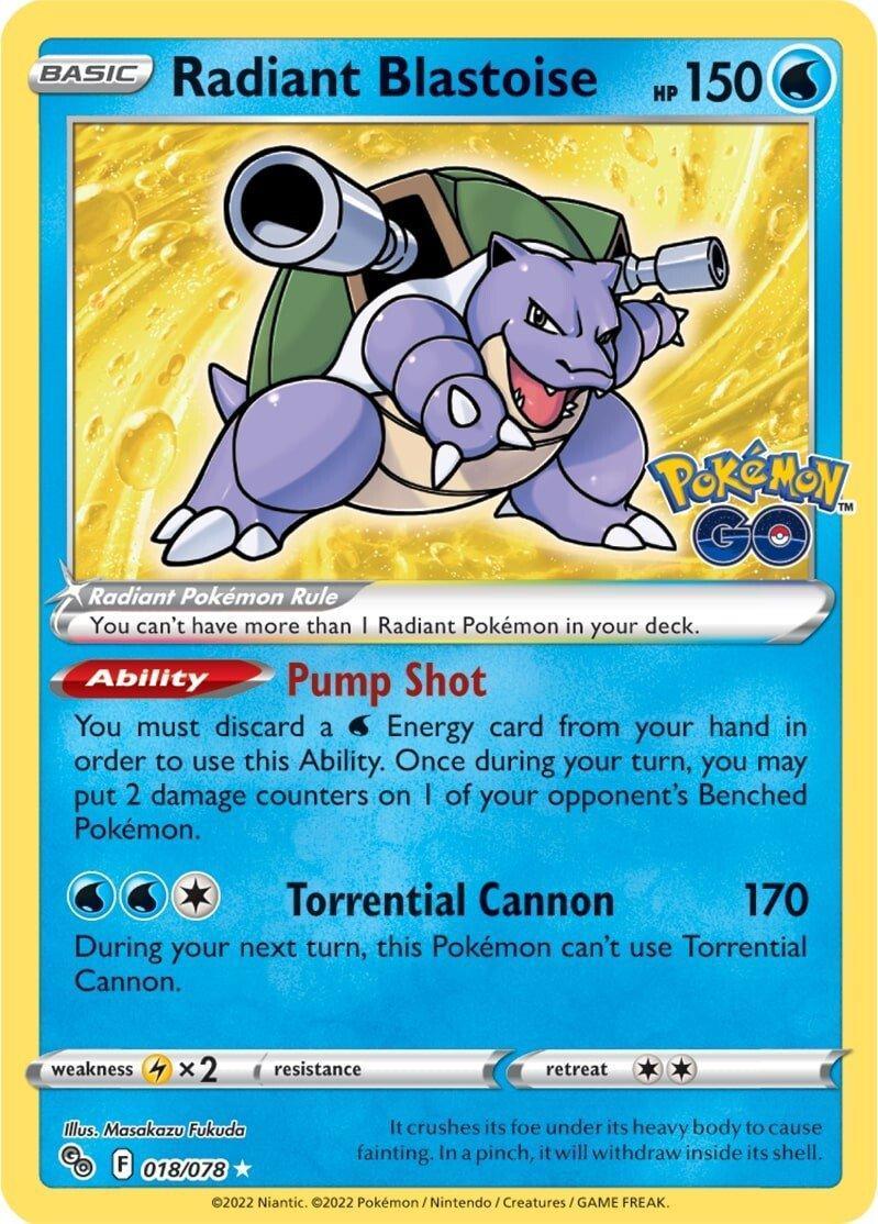 Radiant Blastoise (018/078) – Pokémon GO - Authentic Card