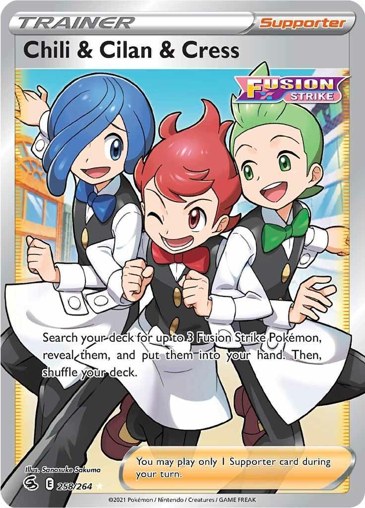 Chili & Cilan & Cress (258/264) – Sword & Shield: Fusion Strike – For Sale