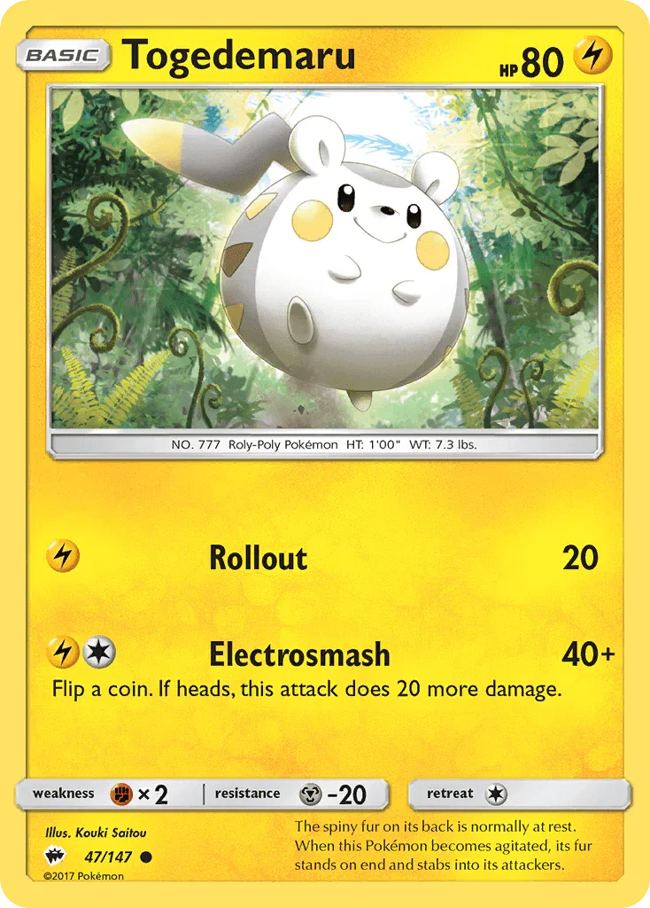 Togedemaru (47/147) – Sun & Moon: Burning Shadows – Buy Now