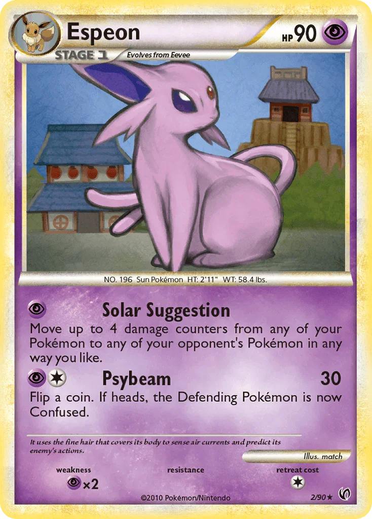 Espeon (2/90) – HeartGold & SoulSilver: Undaunted - Authentic Card