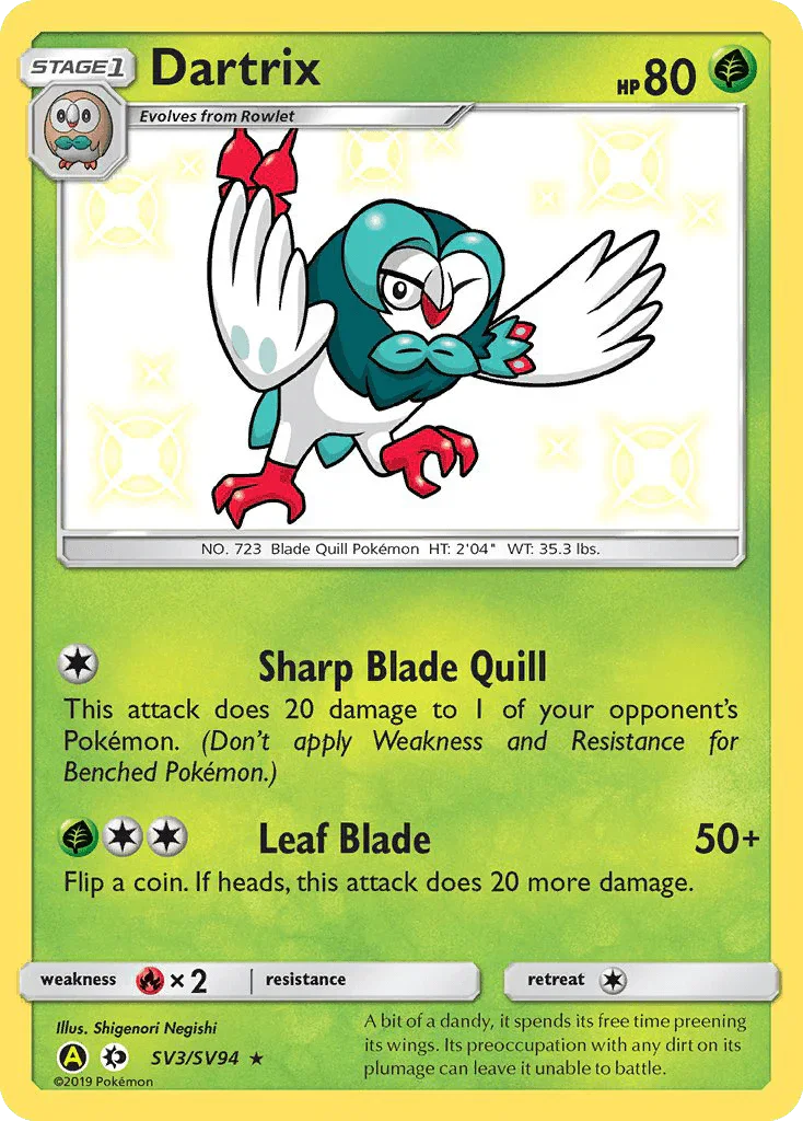 Dartrix (SV3/SV94) – Sun & Moon: Hidden Fates - Shiny Vault | Shop Today