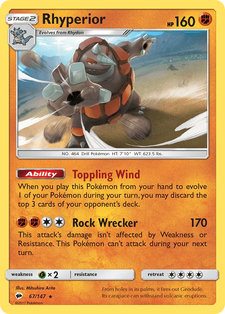 Rhyperior (67/147) – Sun & Moon: Burning Shadows – For Sale