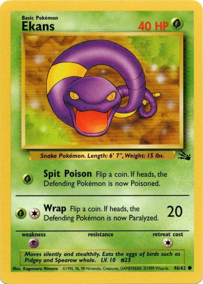 Ekans (46/62) – Fossil Unlimited - Authentic Card