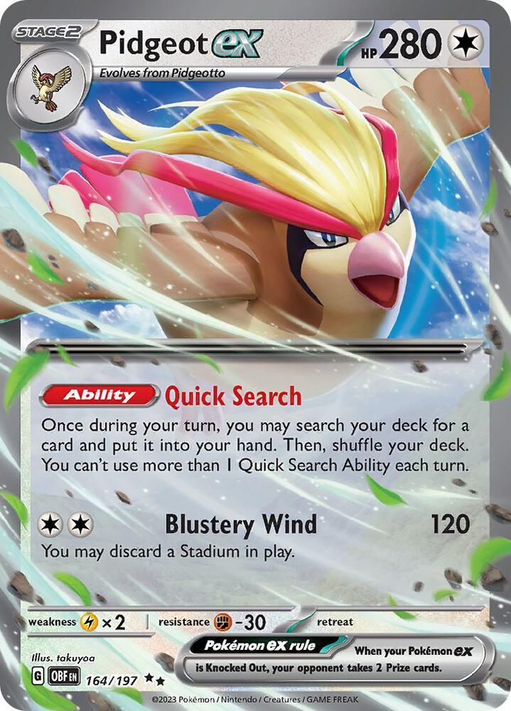 Pidgeot ex Scarlet & Violet: Obsidian Flames (164/197) – Scarlet & Violet: Obsidian Flames - Authentic Card
