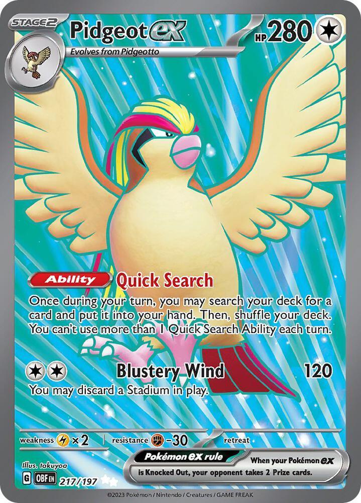 Pidgeot ex (217/197) – Scarlet & Violet: Obsidian Flames | Order Today