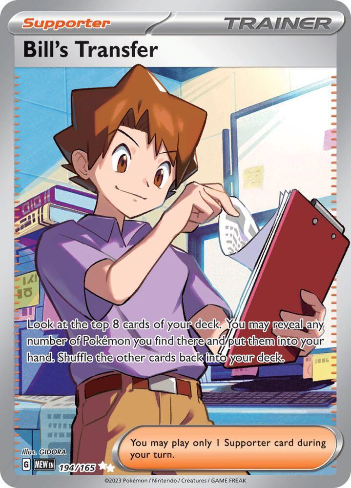 Bill's Transfer (194/165) – Scarlet & Violet: 151 - Authentic Card