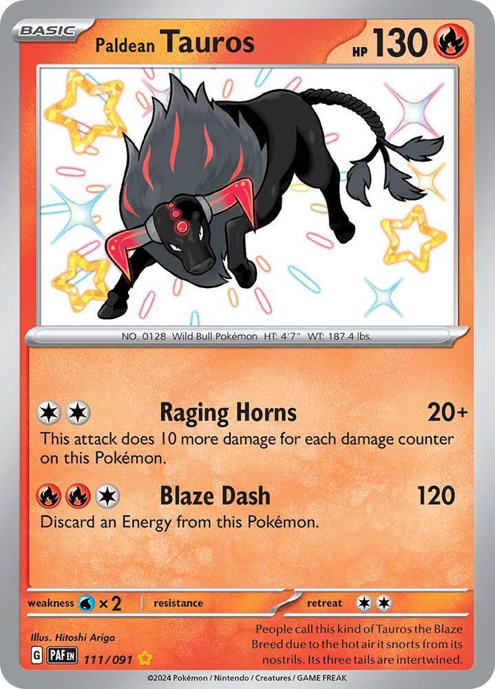 Paldean Tauros (111/091) – Scarlet & Violet: Paldean Fates - Shop Now