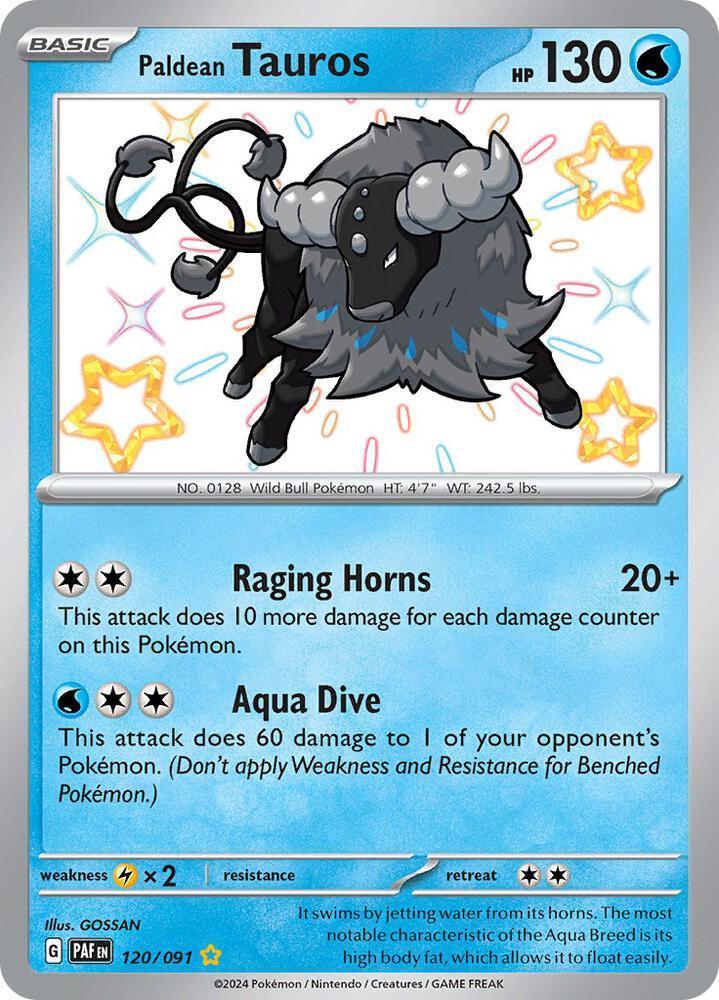 Paldean Tauros (120/091) – Scarlet & Violet: Paldean Fates - Authentic Card