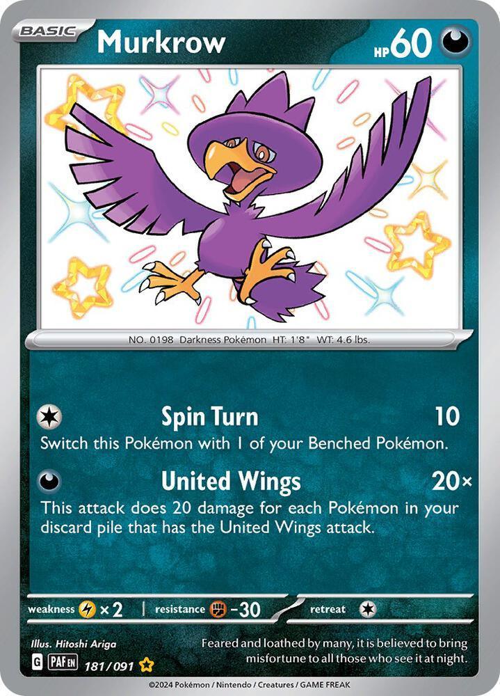 Murkrow (181/091) – Scarlet & Violet: Paldean Fates | Buy Online
