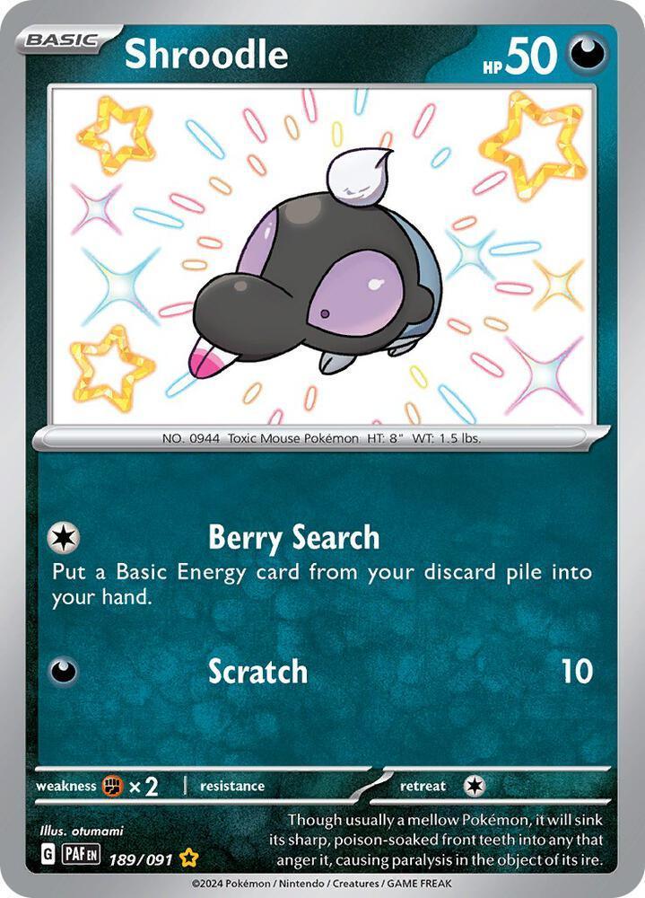 Shroodle (189/091) – Scarlet & Violet: Paldean Fates - Shop Now