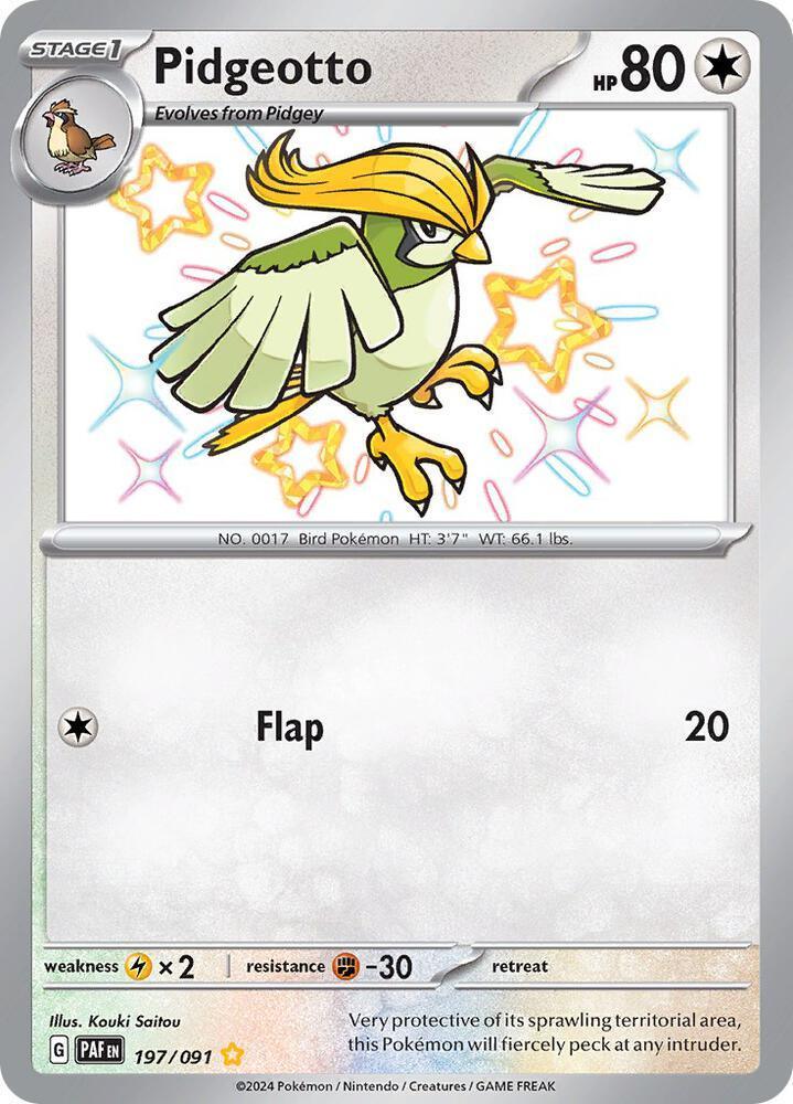 Pidgeotto (197/091) – Scarlet & Violet: Paldean Fates - Authentic Card