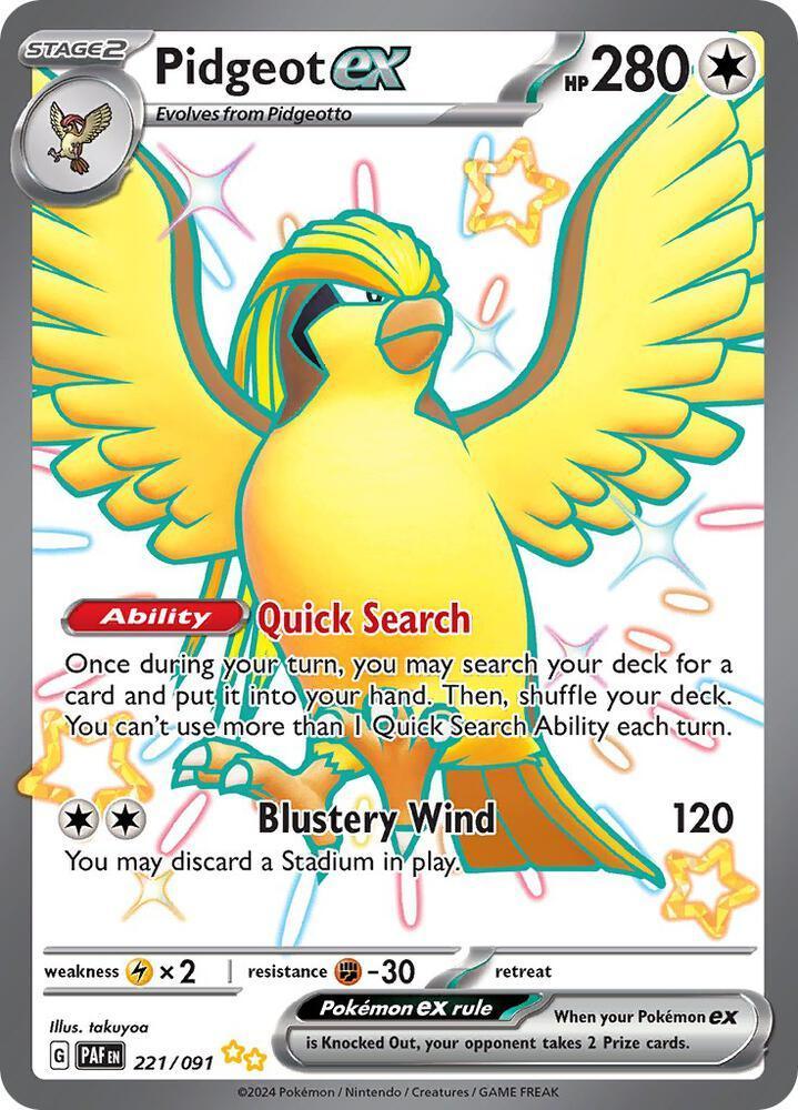 Pidgeot ex (221/091) – Scarlet & Violet: Paldean Fates | Buy Online