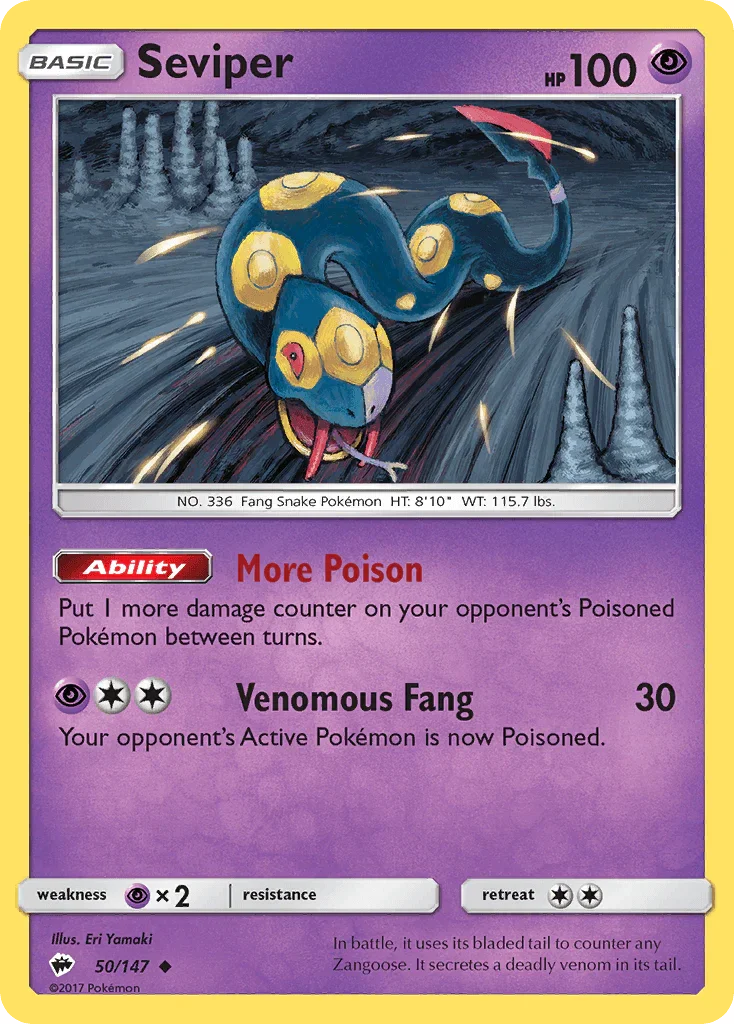 Seviper (50/147) – Sun & Moon: Burning Shadows | Fast Shipping