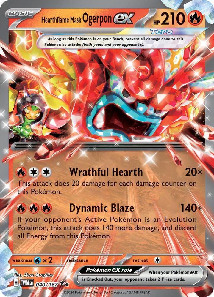 Hearthflame Mask Ogerpon ex (040/167) – Scarlet & Violet: Twilight Masquerade | Fast Shipping