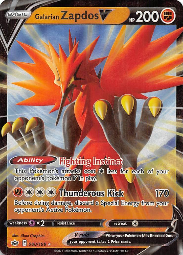 Galarian Zapdos V (080/198) – Sword & Shield: Chilling Reign | Fast Shipping