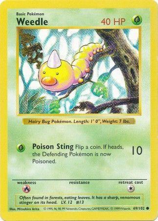 Weedle (69/102) – Base Set Shadowless Unlimited - Authentic Card
