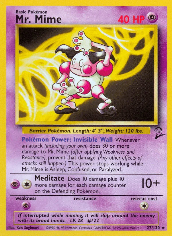 Mr. Mime (27/130) – Base Set 2 - Authentic Card