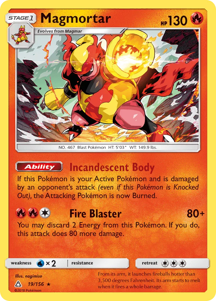 Magmortar (19/156) – Sun & Moon: Ultra Prism – Buy Now