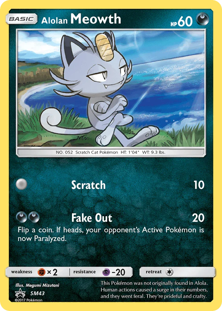 Alolan Meowth (SM43) – Sun & Moon: Black Star Promos – For Sale