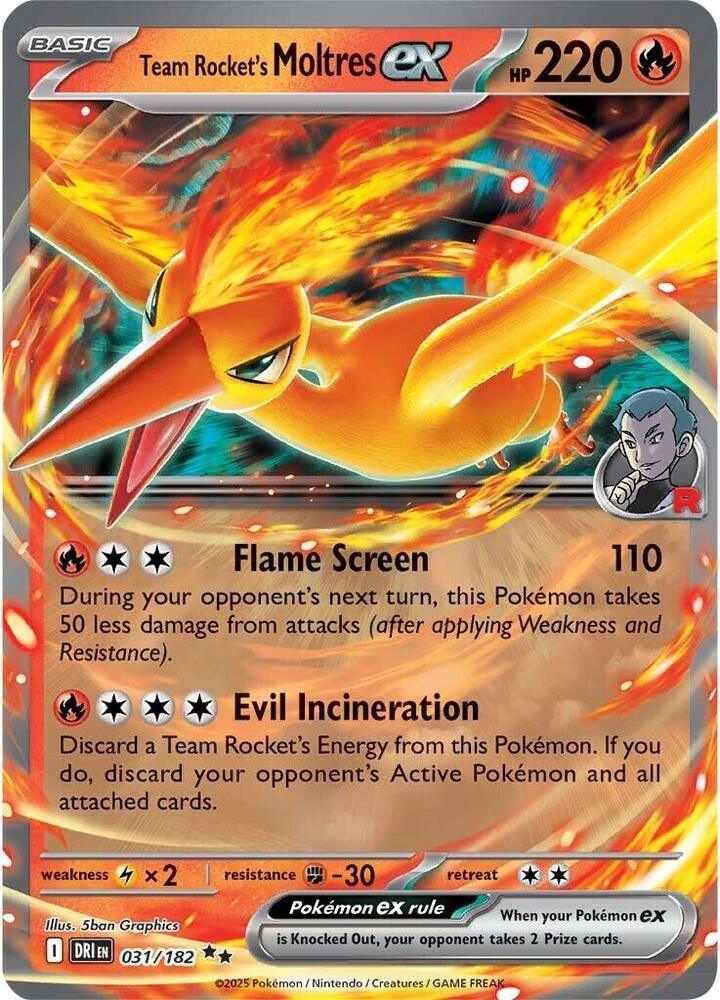 Team Rocket's Moltres ex (031/182) – Scarlet & Violet: Destined Rivals - Authentic Card