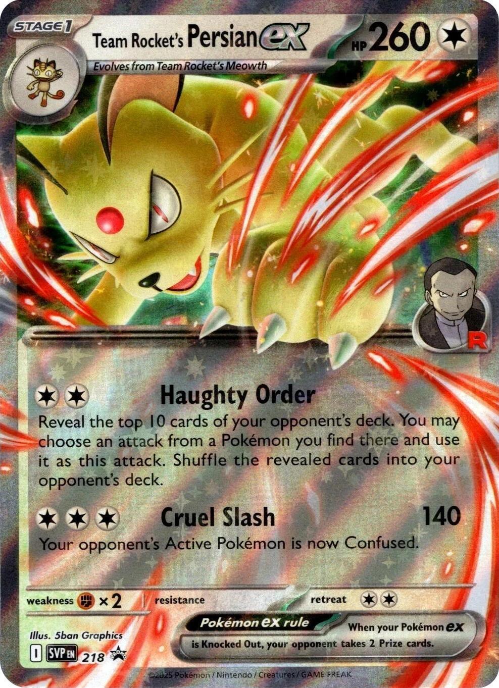 Team Rocket's Persian ex (218) – Scarlet & Violet: Black Star Promos - Authentic Card