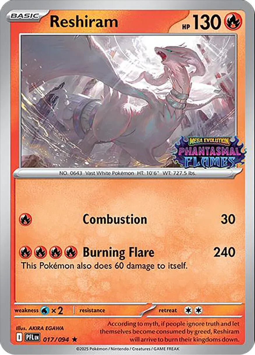 Reshiram (017/094) – Mega Evolution: Phantasmal Flames | Buy Online