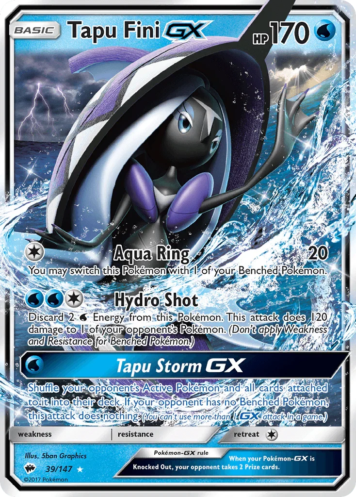 Tapu Fini GX (39/147) – Sun & Moon: Burning Shadows - Authentic Card