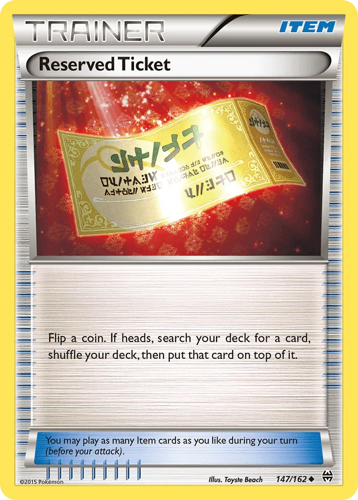 Reserved Ticket (147/162) – XY: BREAKthrough – For Sale