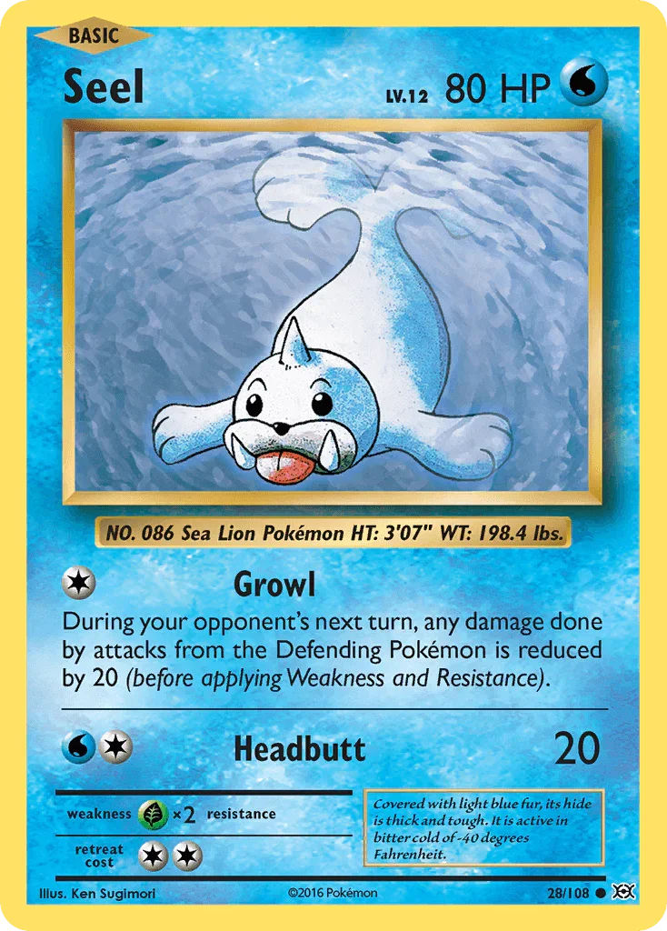 Seel (28/108) – XY: Evolutions - Authentic Card