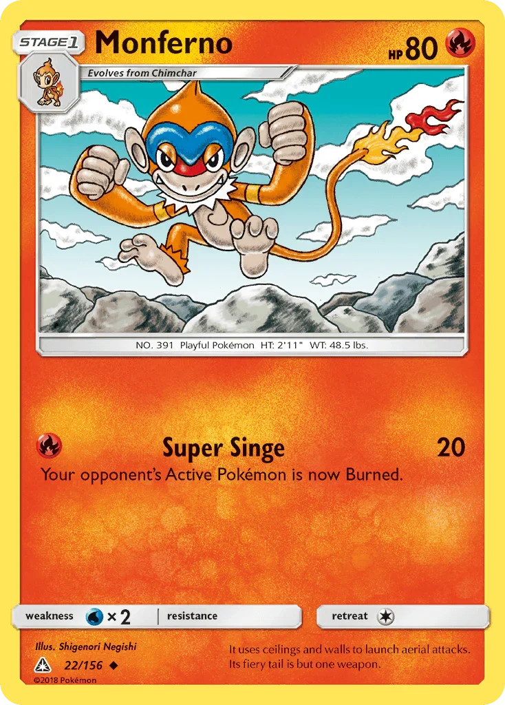 Monferno (22/156) – Sun & Moon: Ultra Prism - Authentic Card