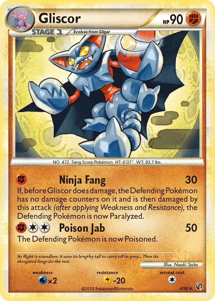 Gliscor (4/90) – HeartGold & SoulSilver: Undaunted - Authentic Card