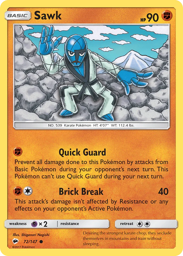 Sawk (72/147) – Sun & Moon: Burning Shadows - Authentic Card