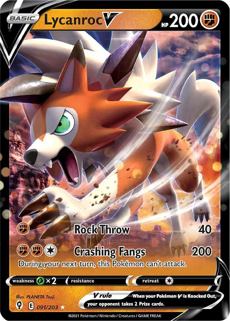 Lycanroc V (091/203) – Sword & Shield: Evolving Skies - Authentic Card