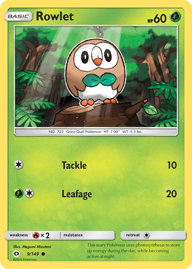 Rowlet (9/149) – Sun & Moon: Base Set - In Stock Now